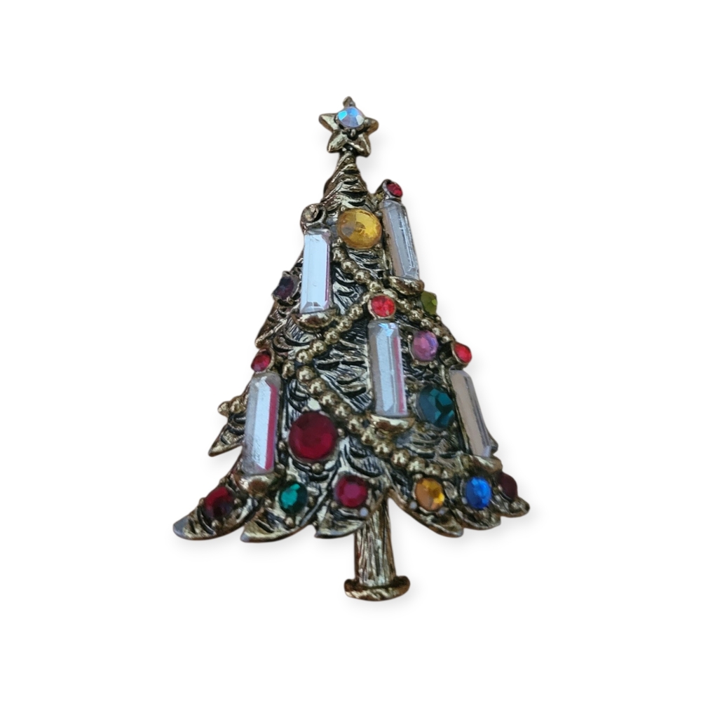 Rare Vintage Hollycraft Christmas Tree Brooch - Picture 3 of 3